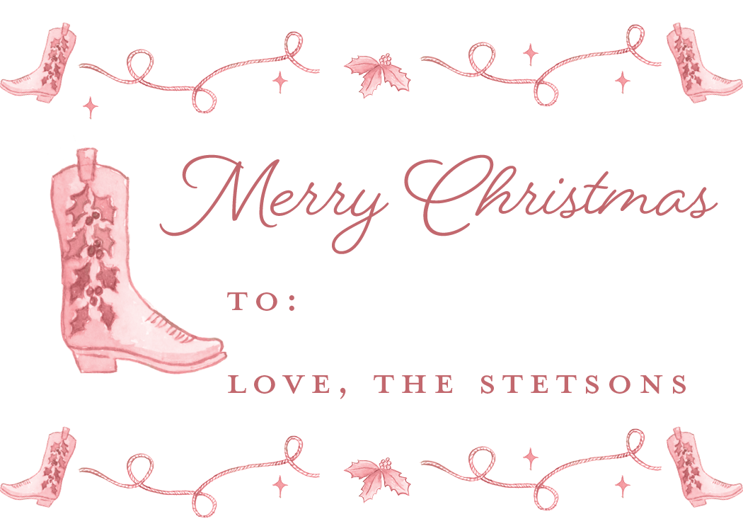 Western Christmas Gift Stickers in Red