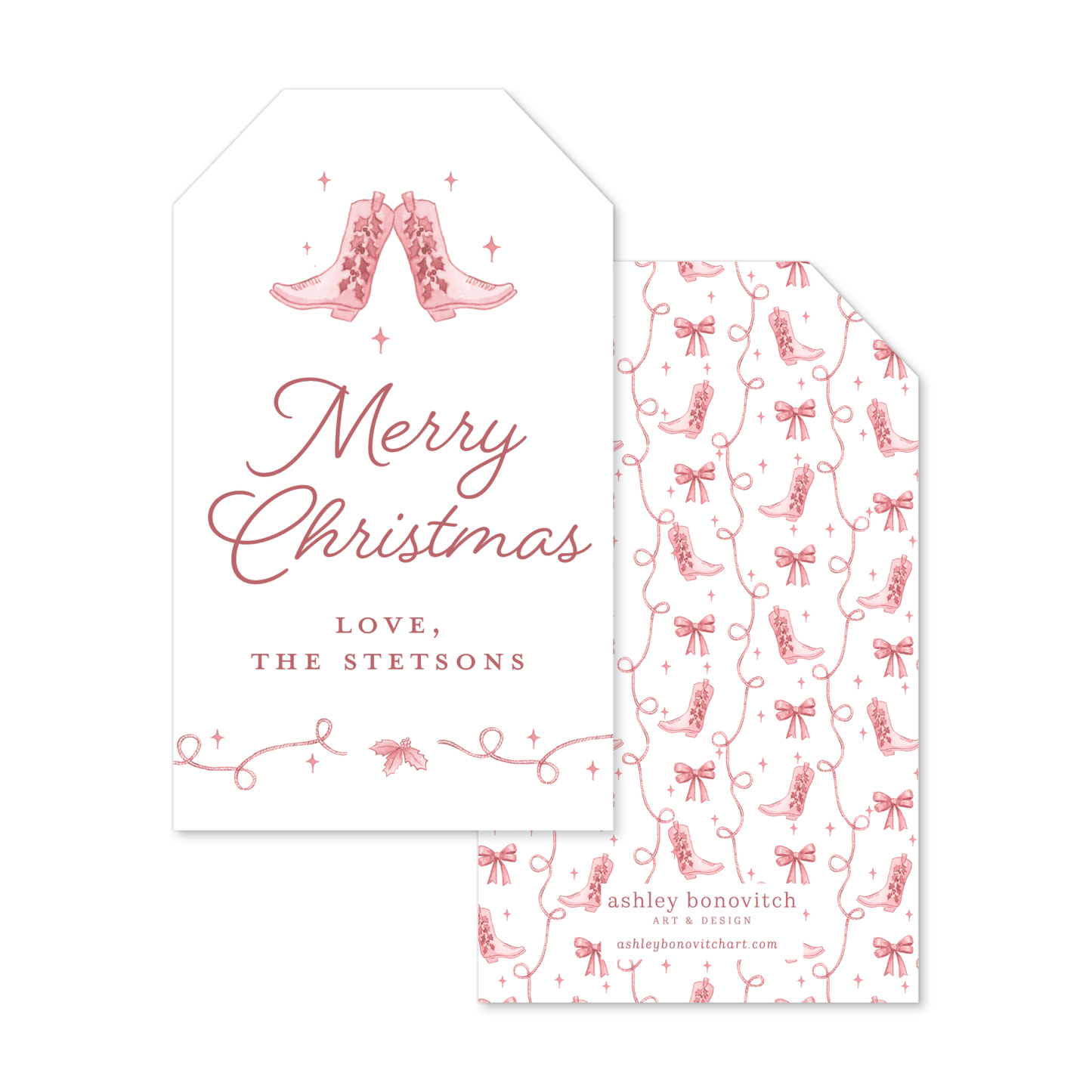 Western Christmas Tags in Red