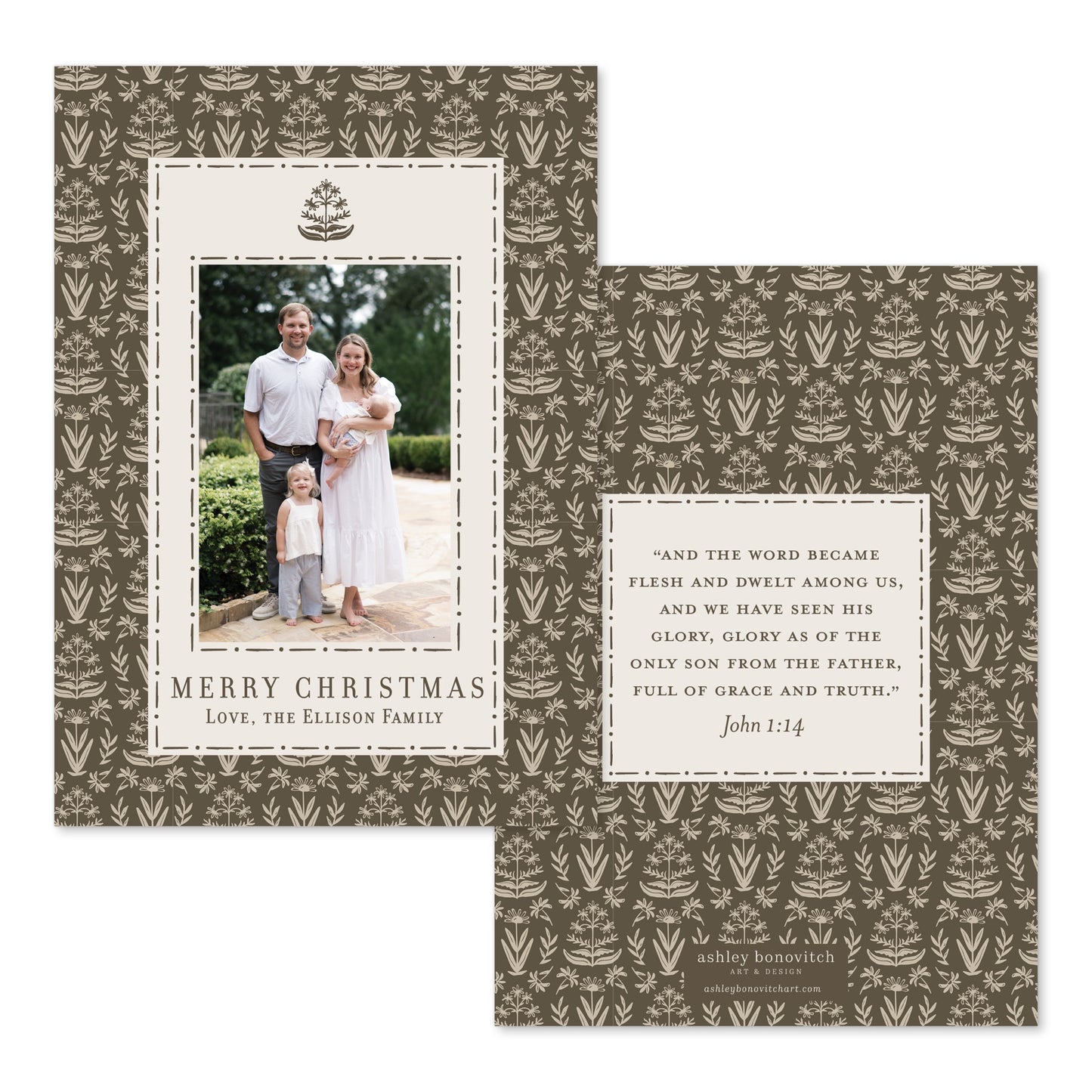 Chocolate Block Print Christmas Card
