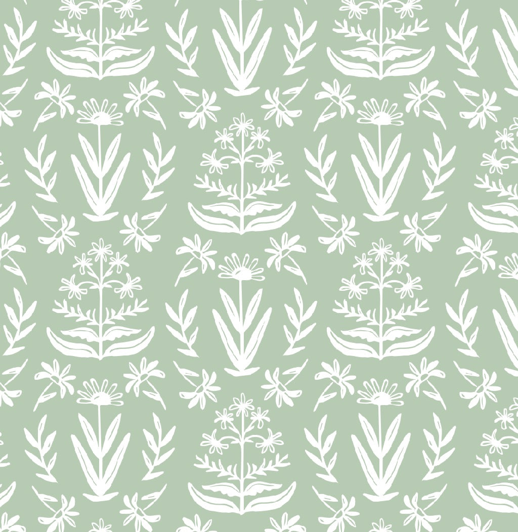 Sage Block Print Wrapping Paper Sheets - PREORDER SHIPS NOV. 17TH