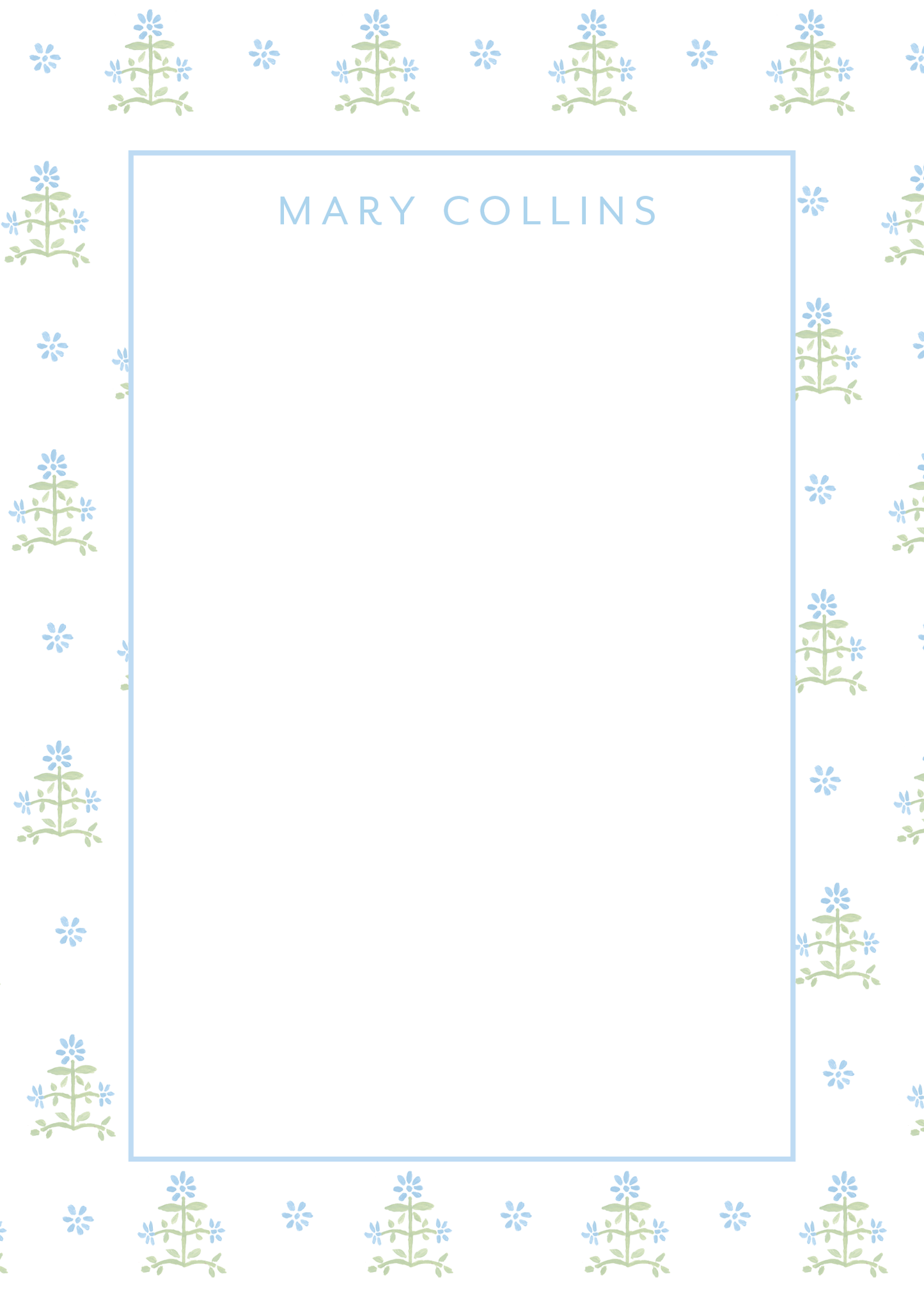 Blue Botanical Block Print Notepad