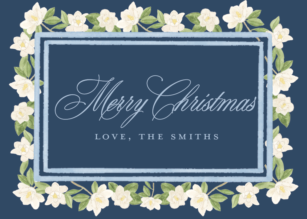 Magnolia Border Christmas Gift Stickers in Navy