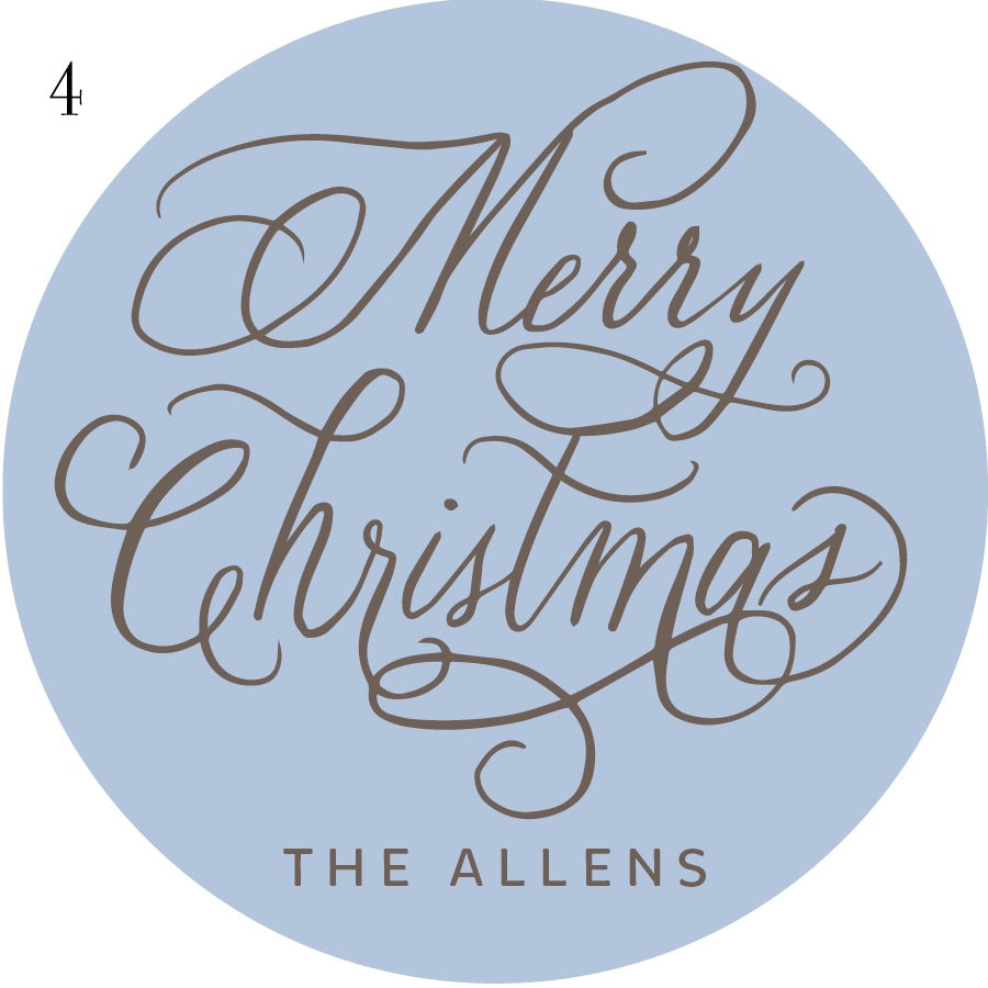 Round Calligraphy Christmas Gift Stickers - 10 Colorways