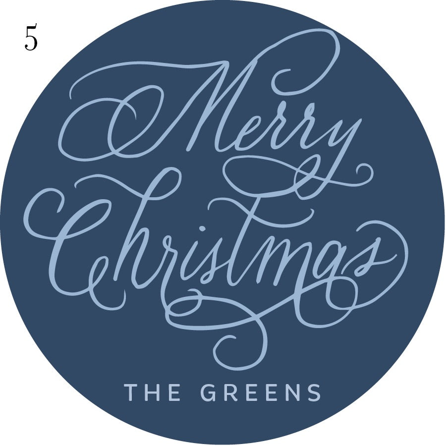 Round Calligraphy Christmas Gift Stickers - 10 Colorways