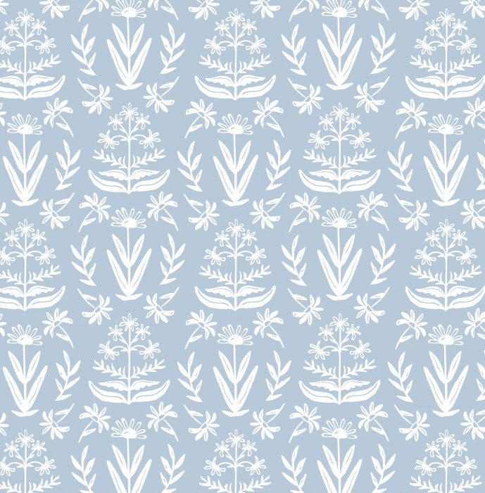 Dusty Blue Block Print Wrapping Paper Sheets - PREORDER SHIPS NOV. 17TH