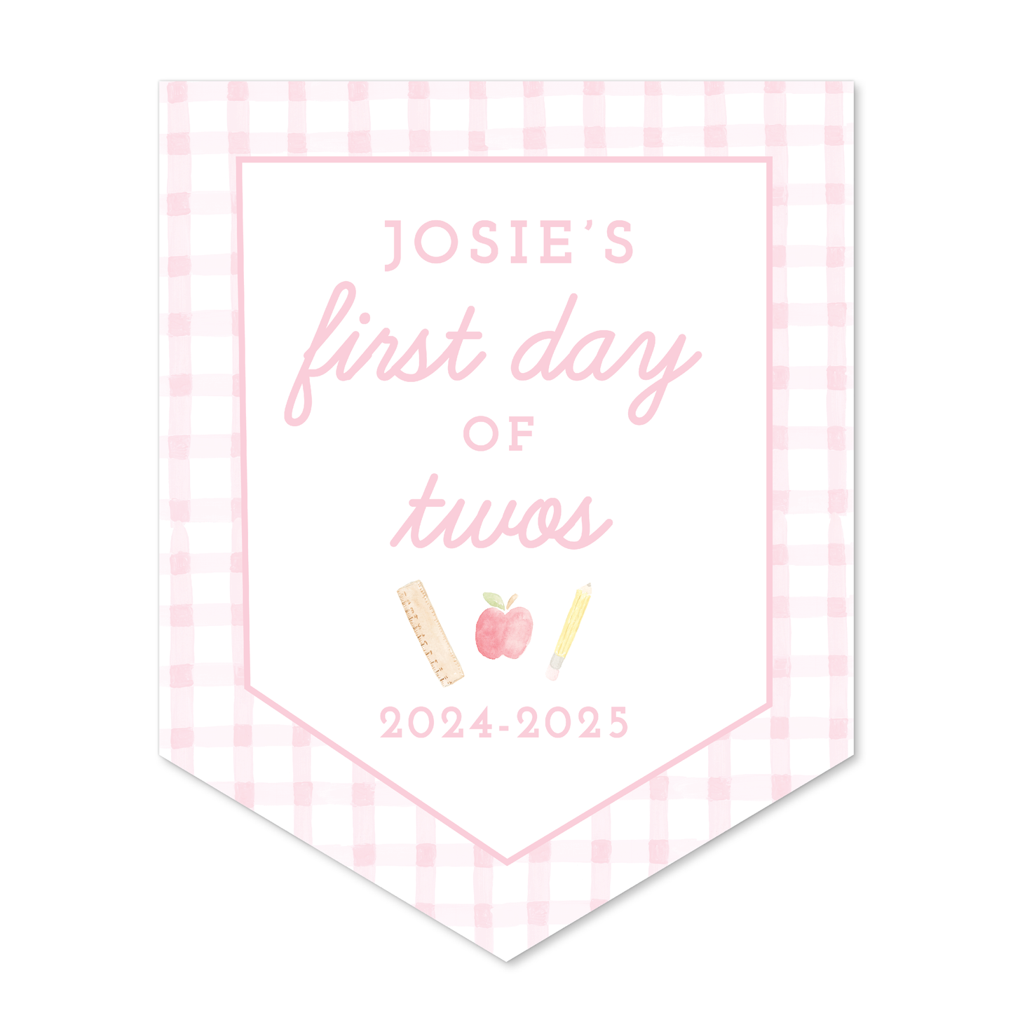 Large Back to School Sign in Pink Gingham *SHIPS AUGUST 15*