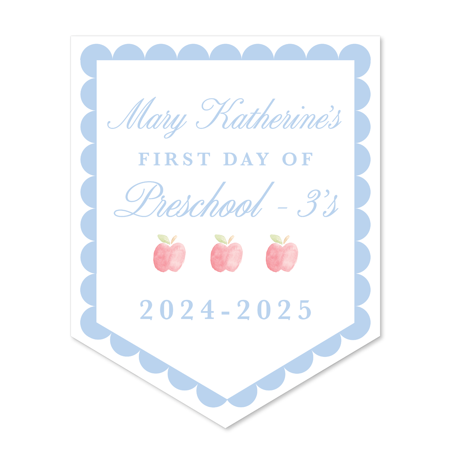 Large Back to School Sign in Blue Scallop *SHIPS AUGUST 15*