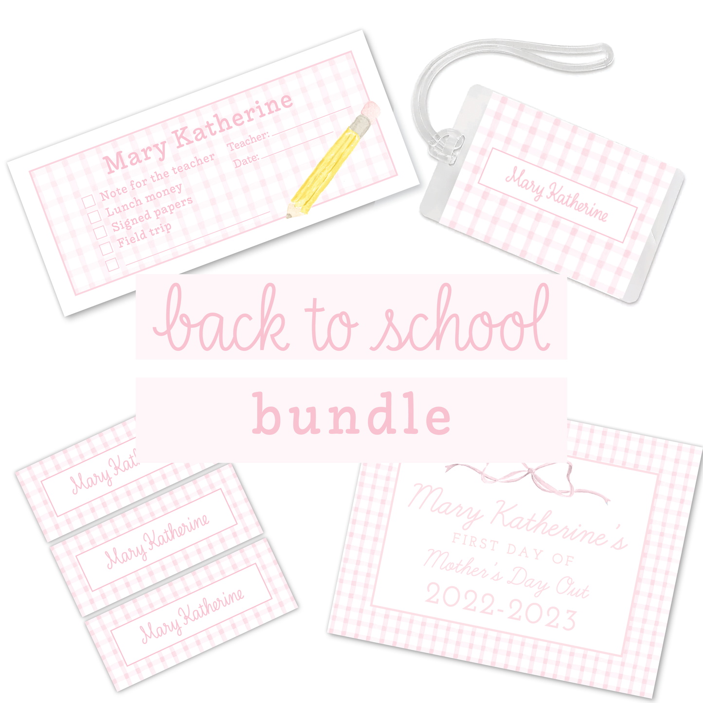 Back to School Bundle - Pink Gingham *SHIPS AUGUST 1*