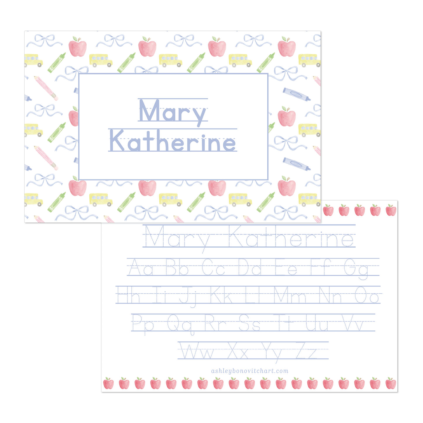 Back to School Placemat in School Days Bows