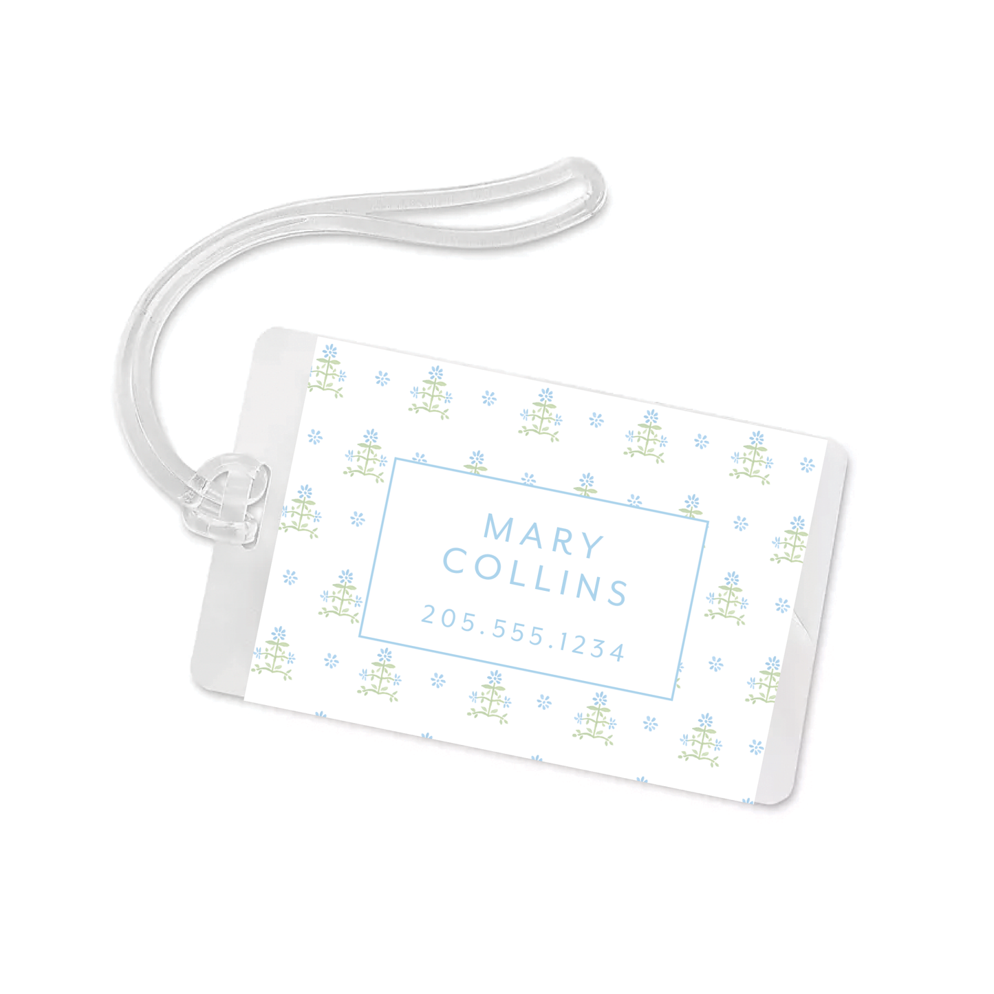 Blue Block Print Bag Tag