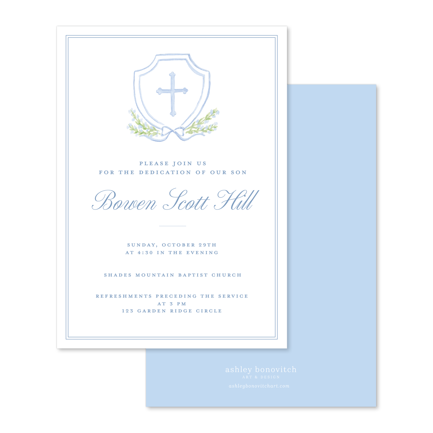 Blue Crest Invitations