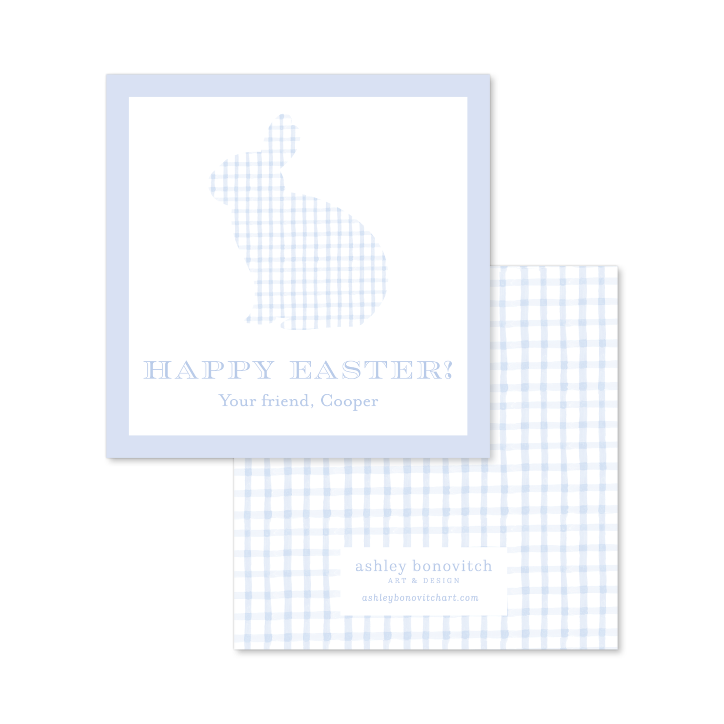 Blue Gingham Bunny Gift Tags