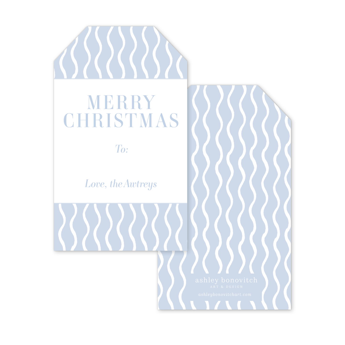 Wavy Blue Christmas Gift Tags
