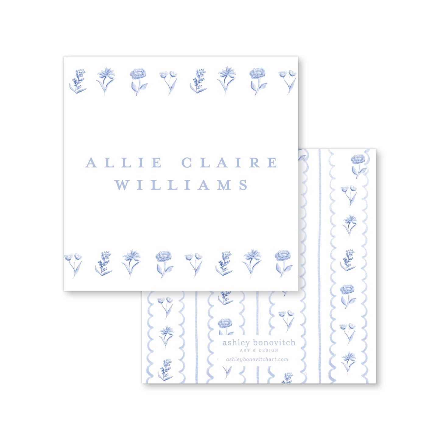 Blue Floral Calling Card