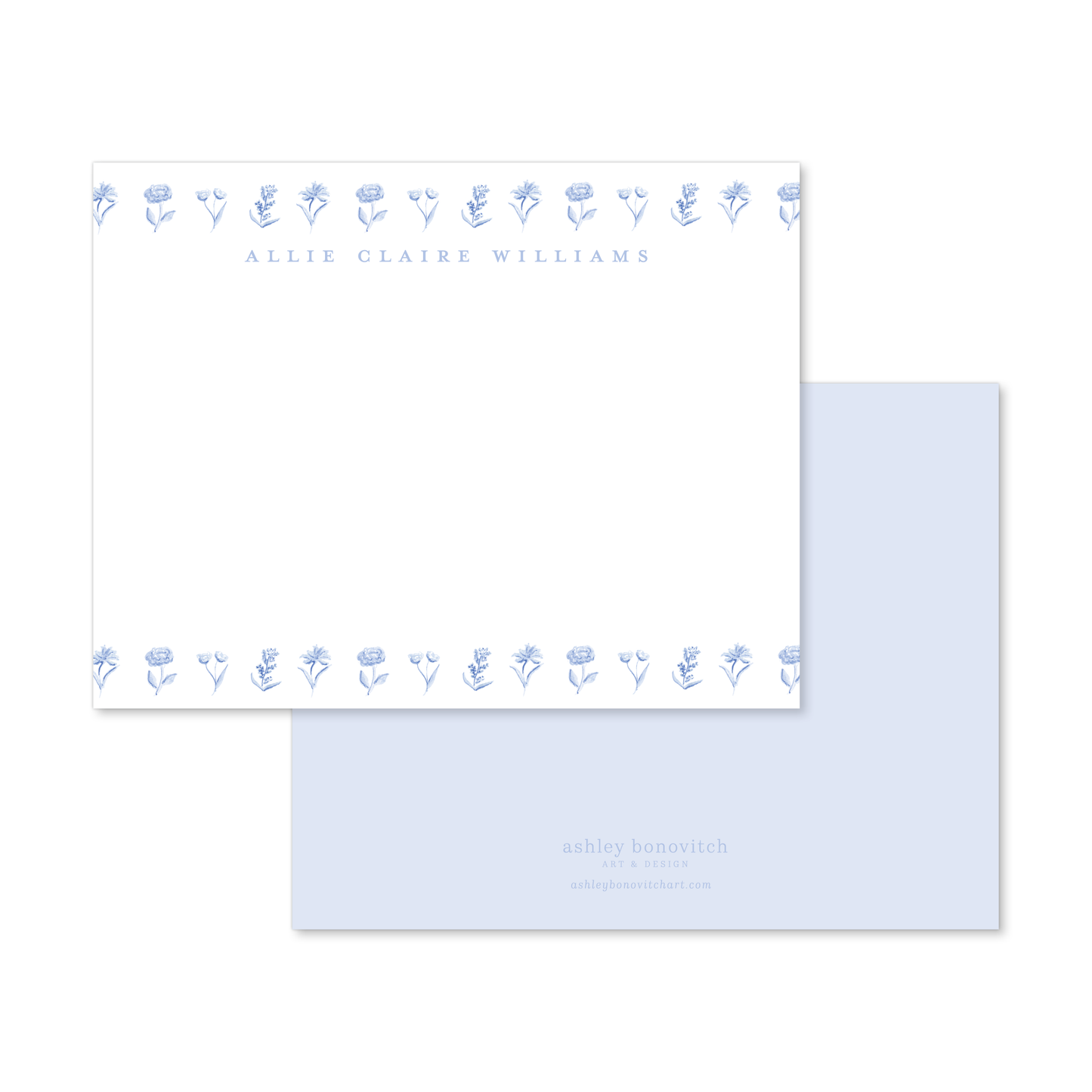 Blue and White Floral Stationery Set