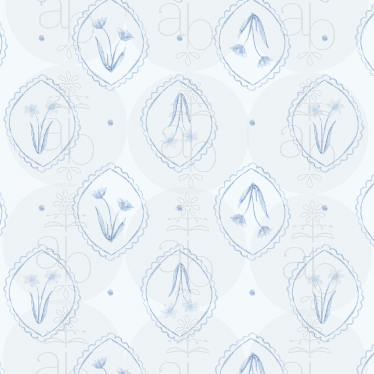 Botanical Blue Motif Pattern