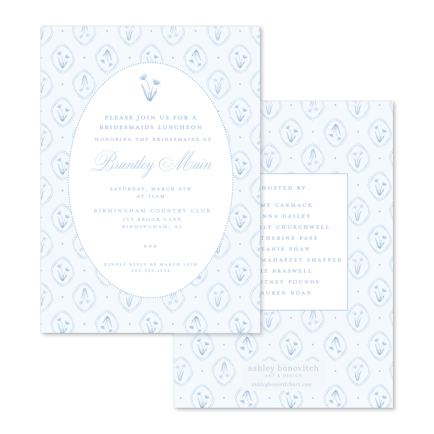 Botanical Blue Motif Invitations