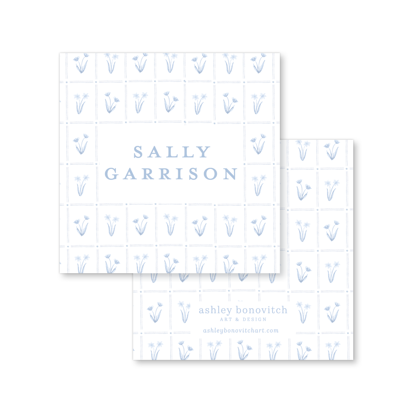 Botanical Blue Trellis Calling Cards