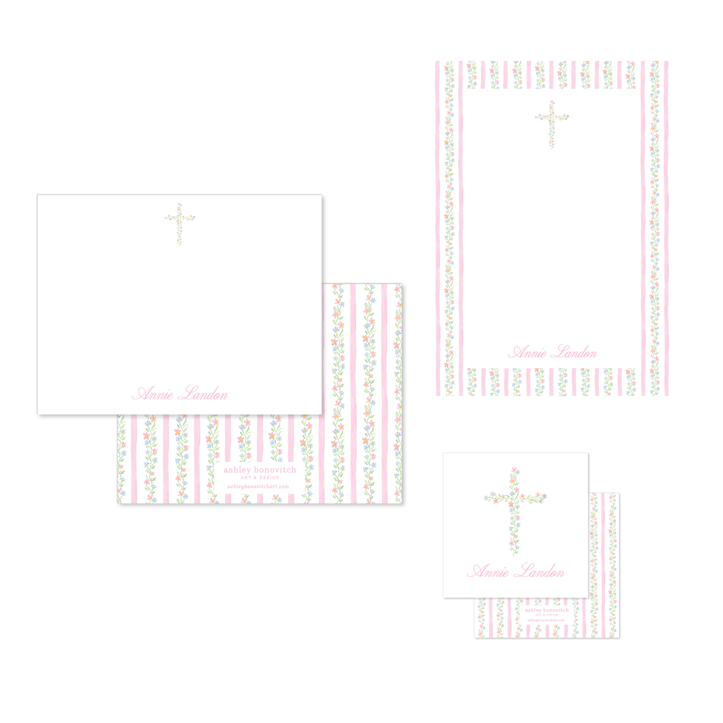 Boxed Stationery Set - Floral Cross