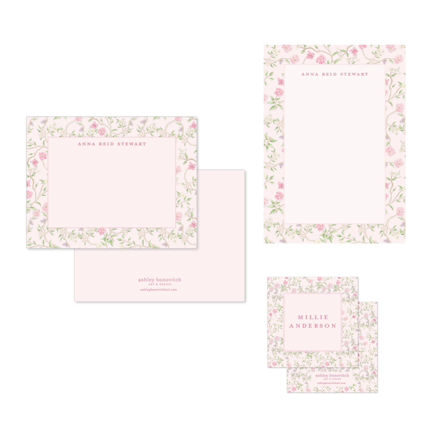Boxed Stationery Set - Chinoiserie In Pink