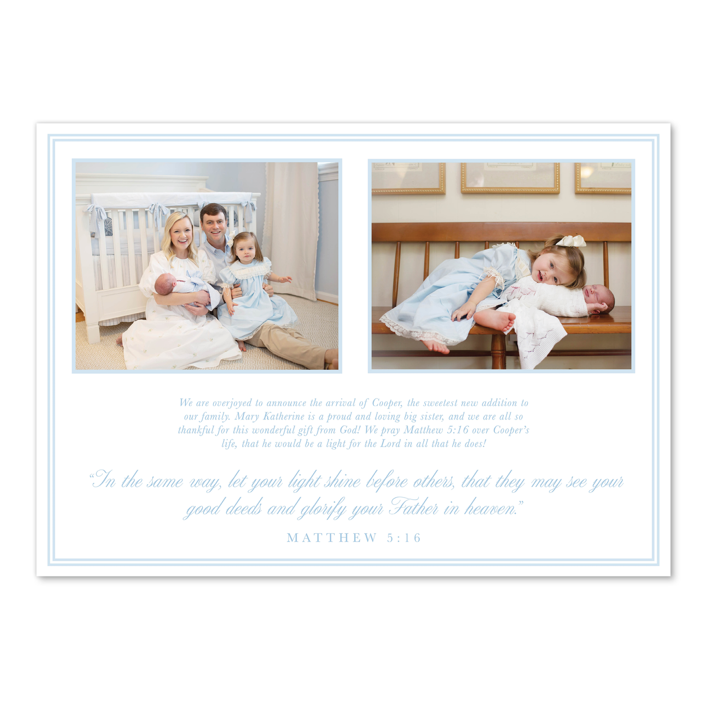 Blue Cross Birth Announcement