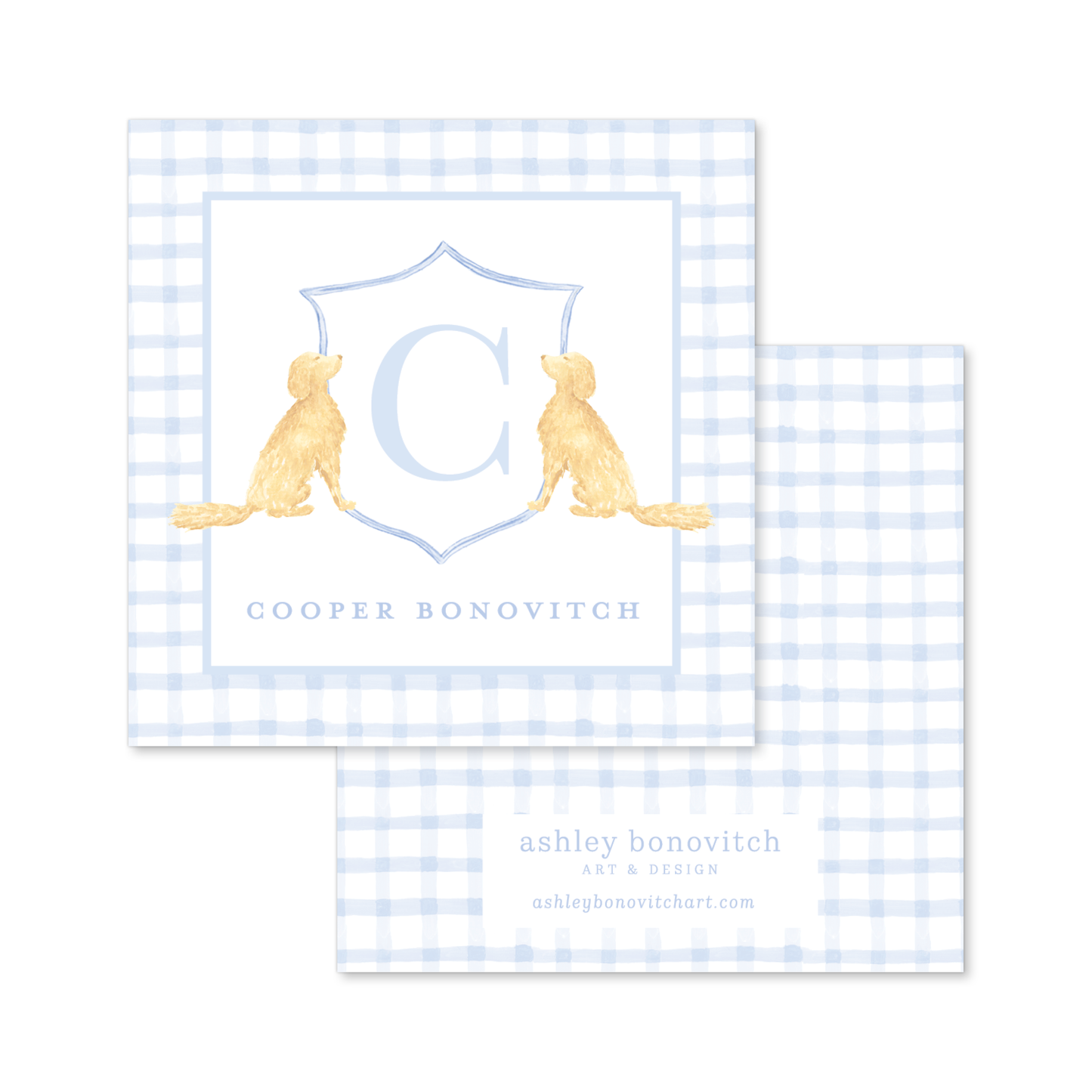 Blue Puppy Crest Calling Cards