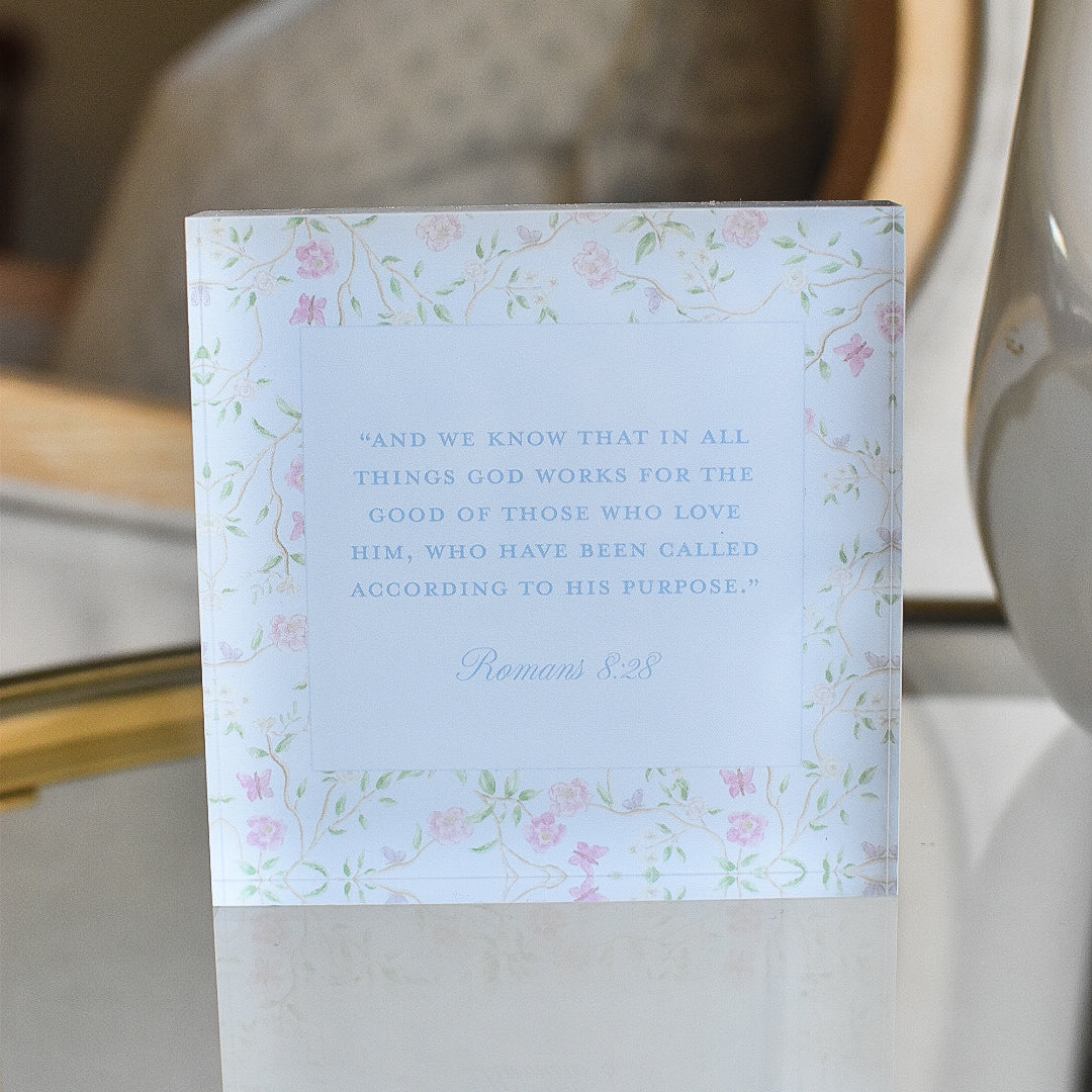 Acrylic Scripture Block in Blue Chinoiserie