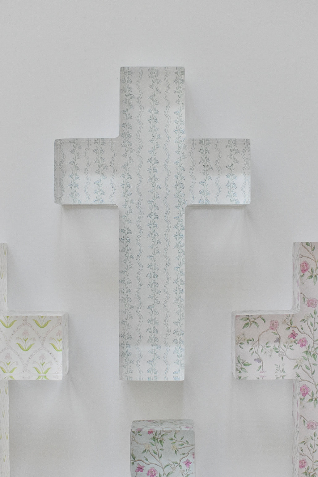 Acrylic Tabletop Cross in Grandmillenial Stripe