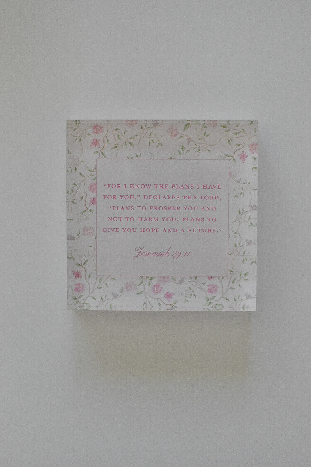 Acrylic Scripture Block in Pink Chinoiserie