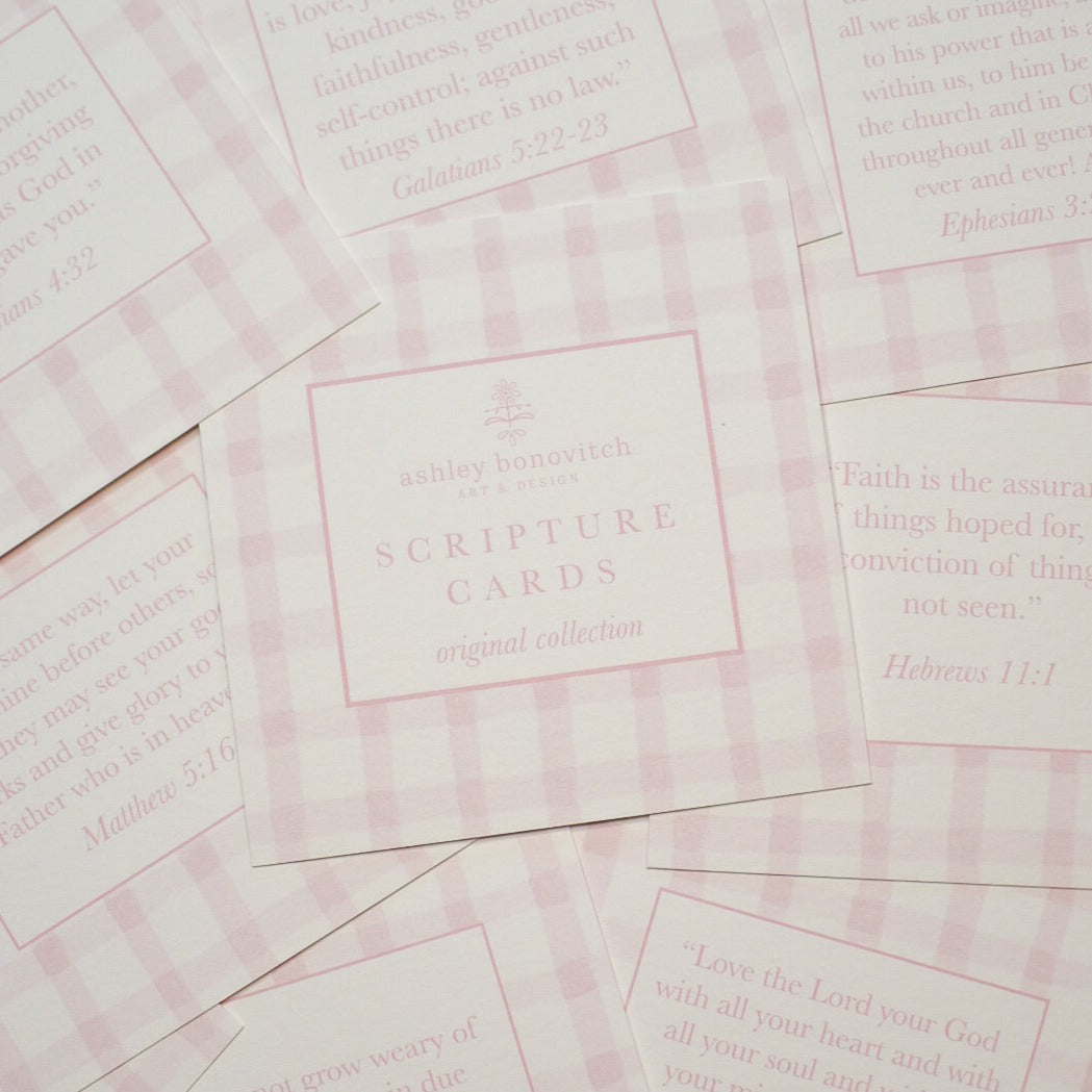 Scripture Cards in Pink Gingham - Original Collection