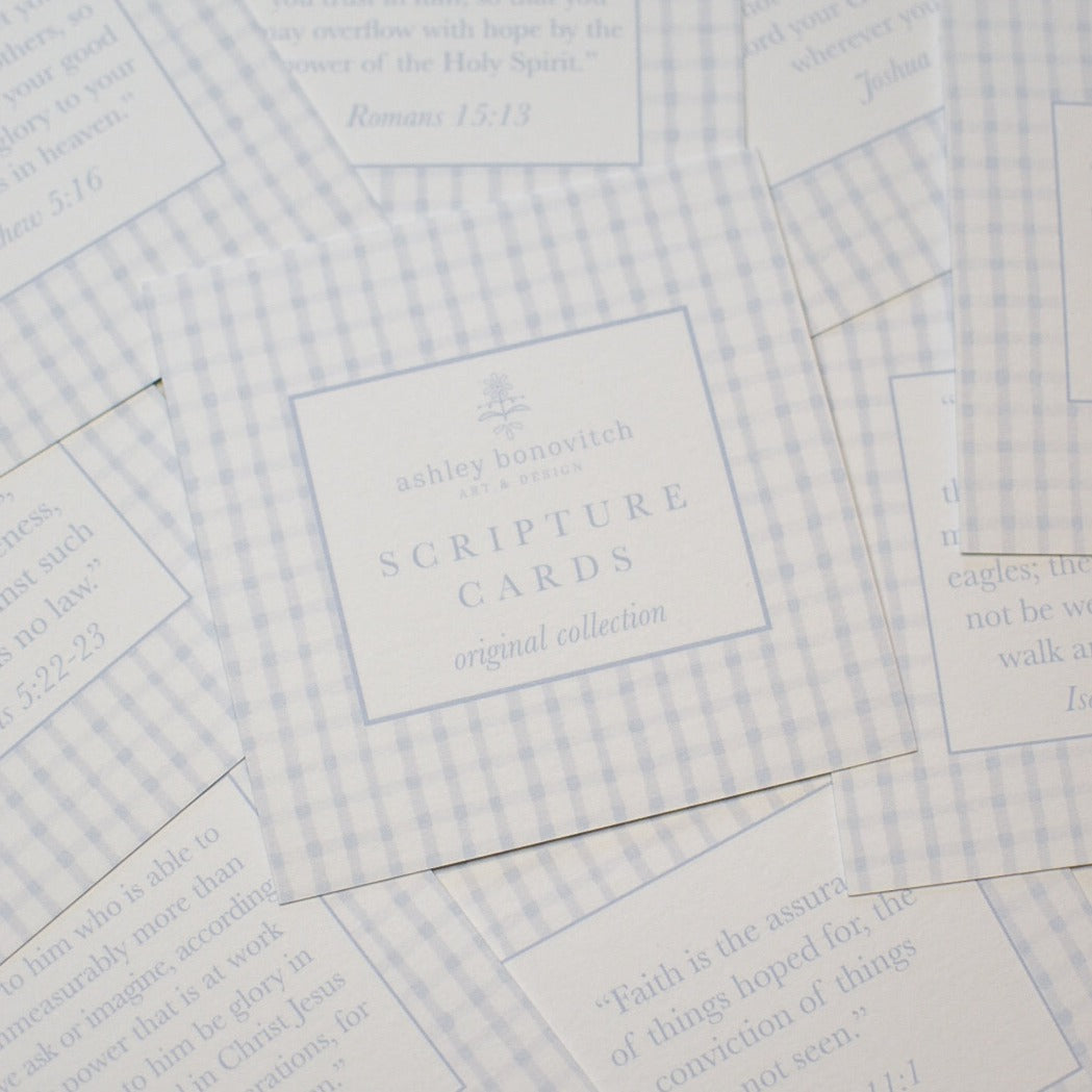 Scripture Cards in Blue Gingham - Original Collection