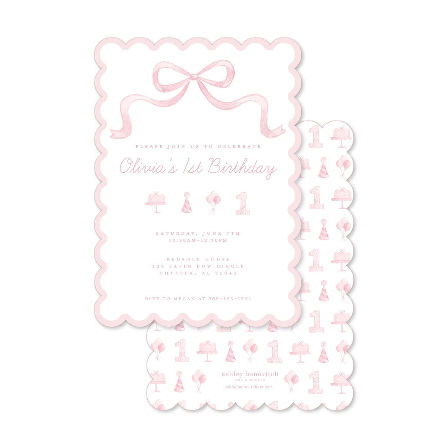 Dainty Pink Bow Invitation