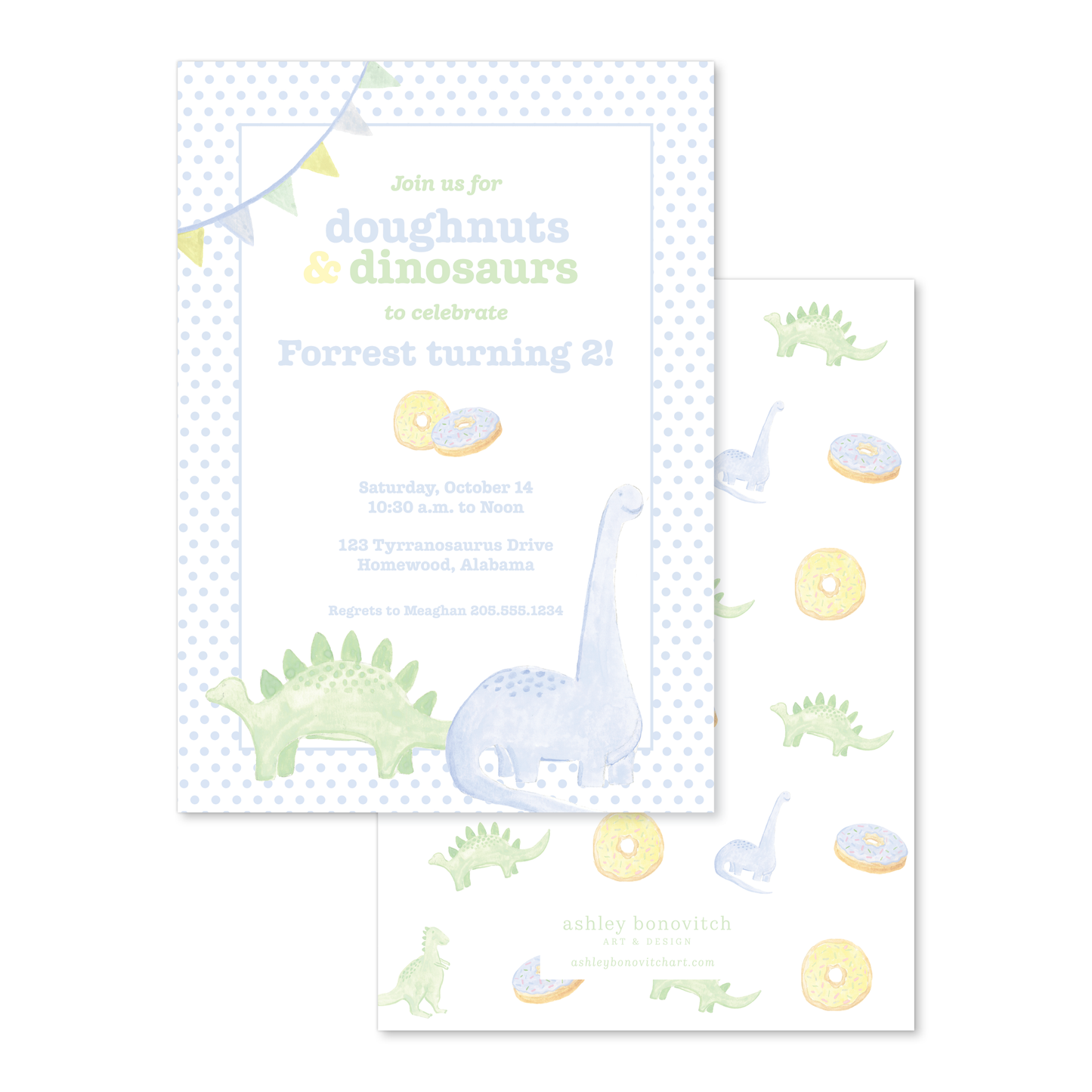 Donuts and Dinosaurs Party Invitation