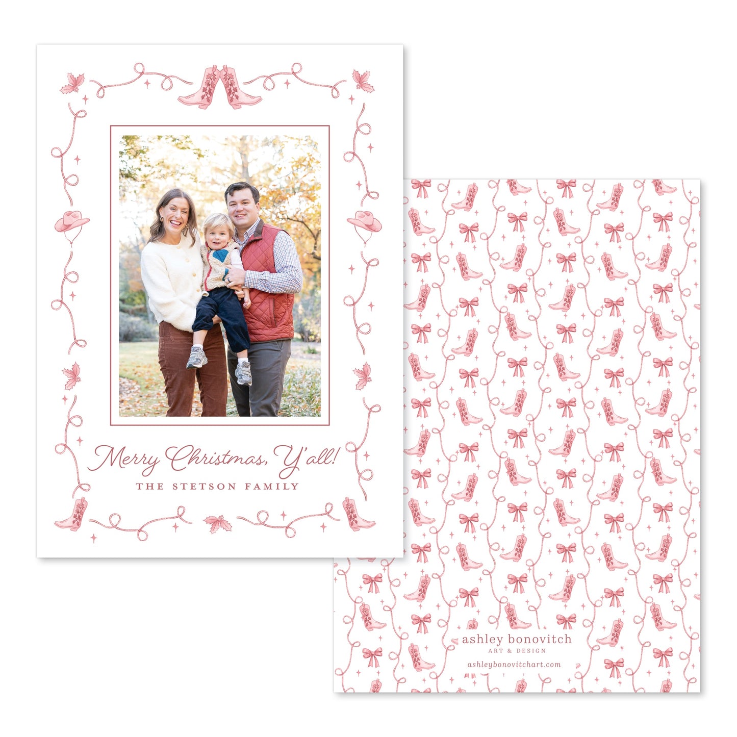 Western Christmas Card in Red