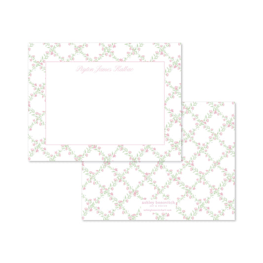 Pink Floral Trellis Stationery