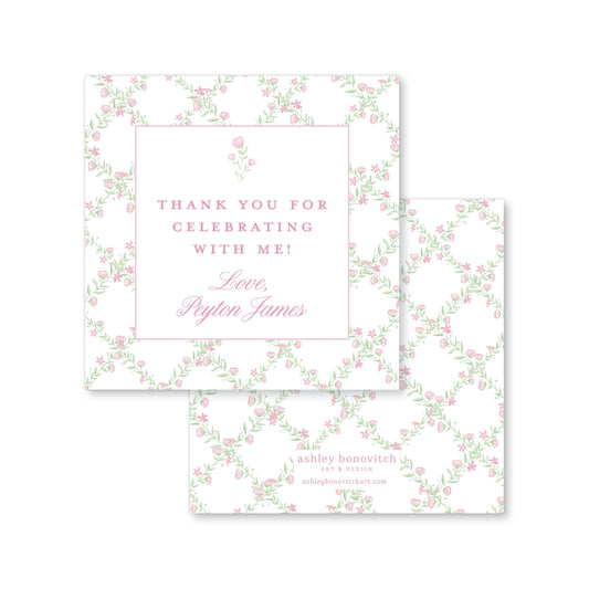 Pink Floral Trellis Calling Cards