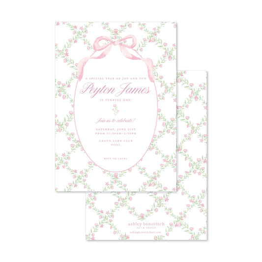 Pink Floral Trellis Invitation