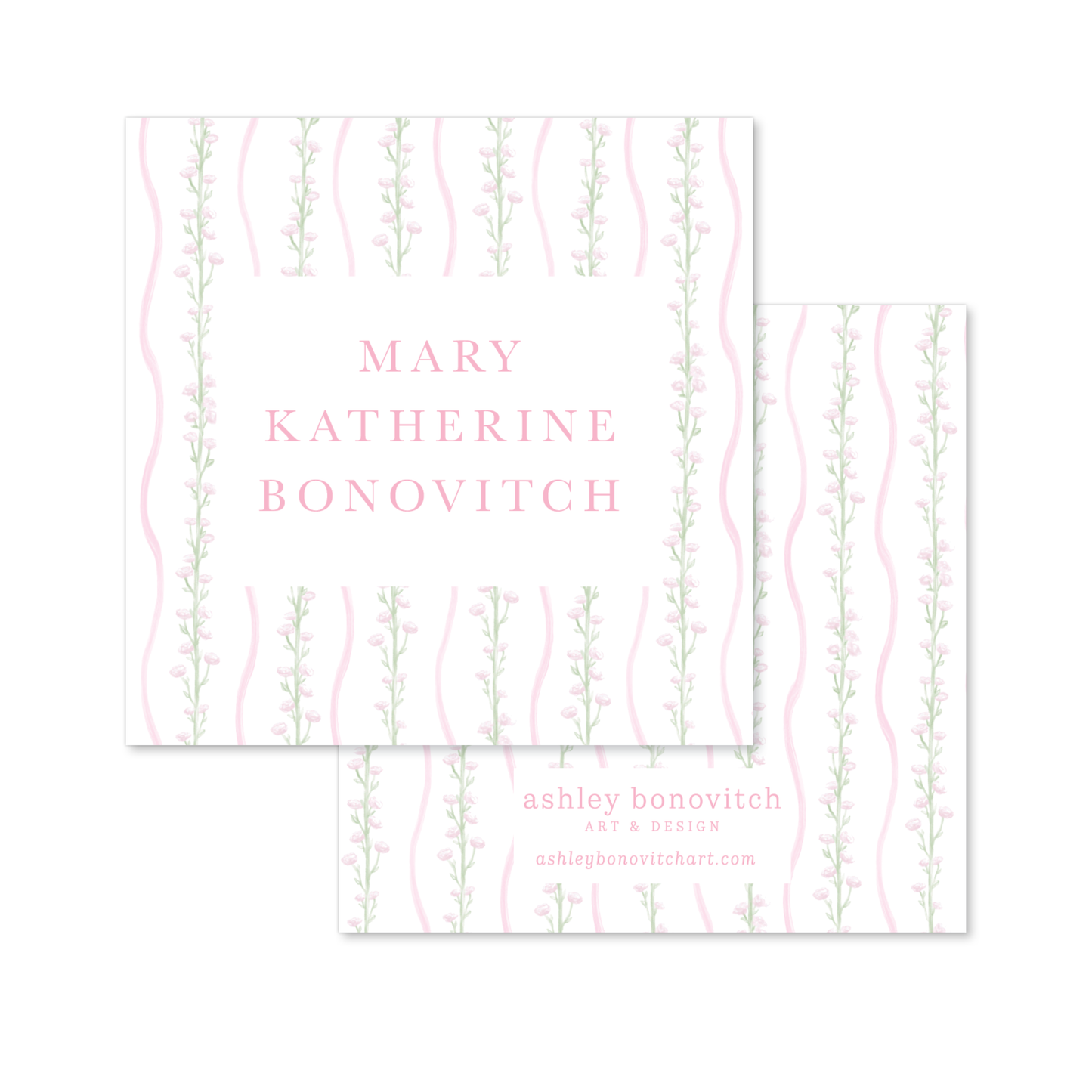 Pink Floral Vines Calling Cards