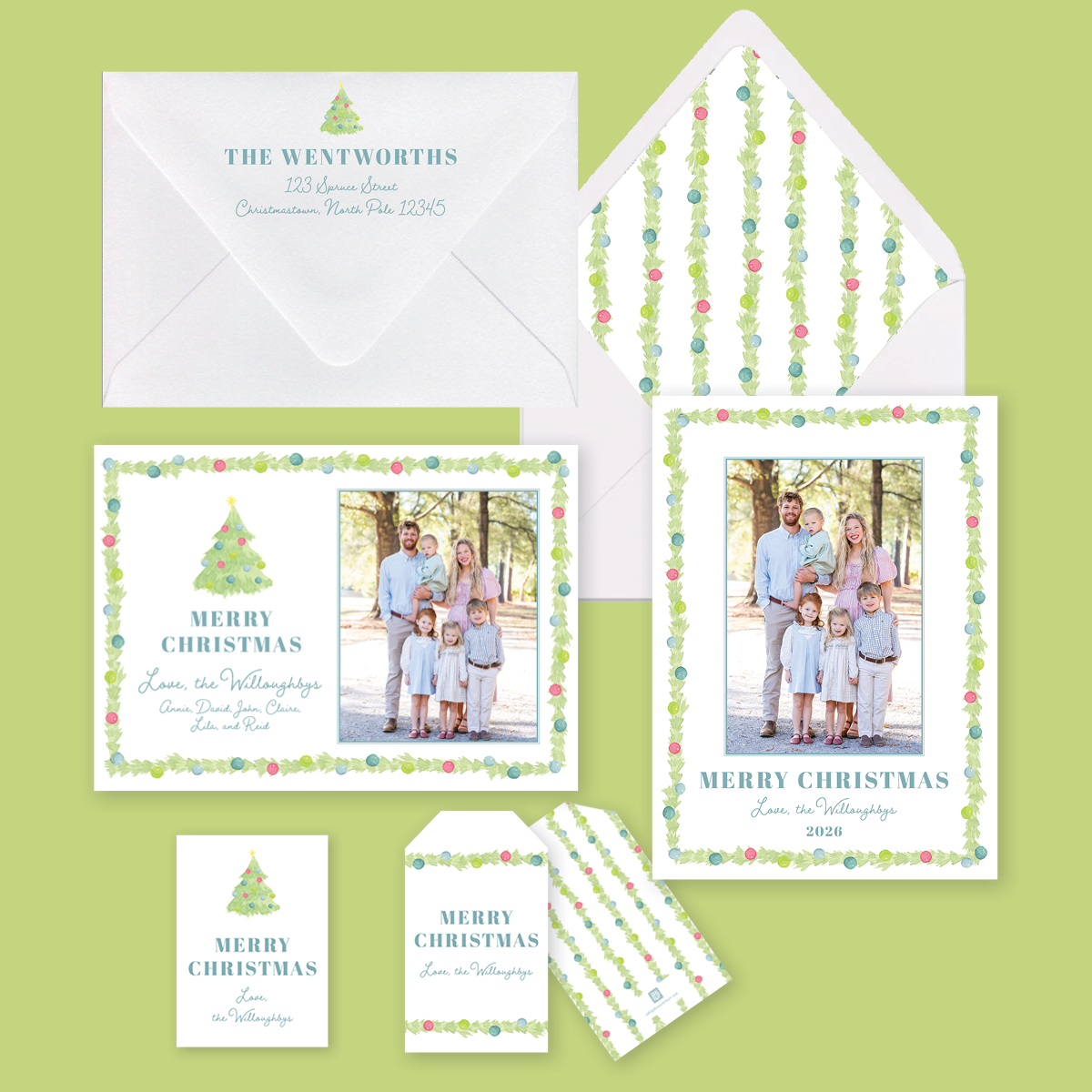 Jolly Garland Christmas Tree Gift Tags