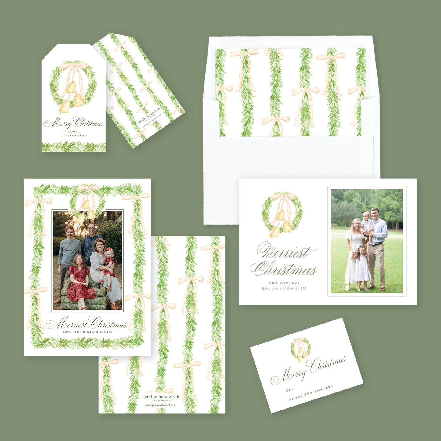 Garland Bells Christmas Card - Landscape
