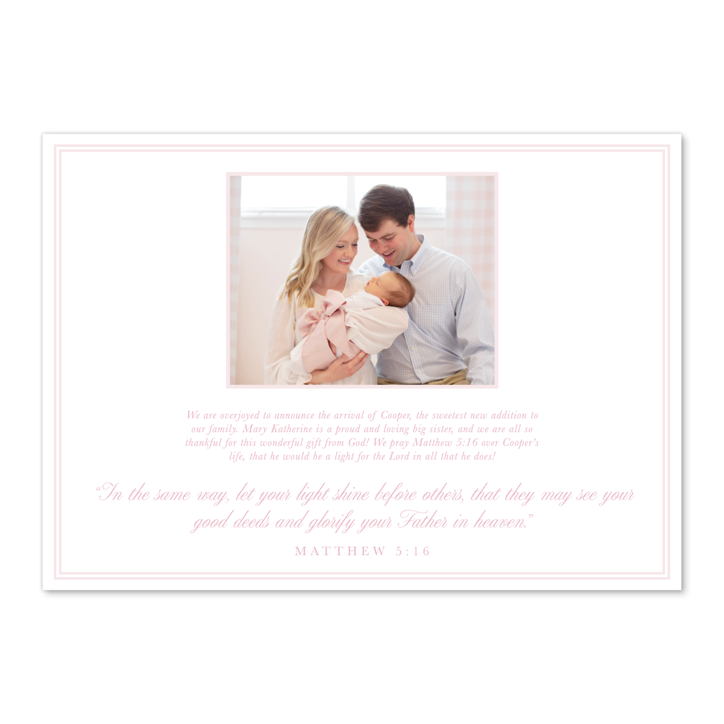 Pink Cross Birth Announcement