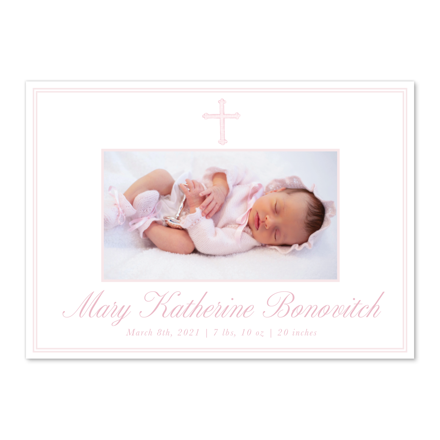 Pink Cross Birth Announcement