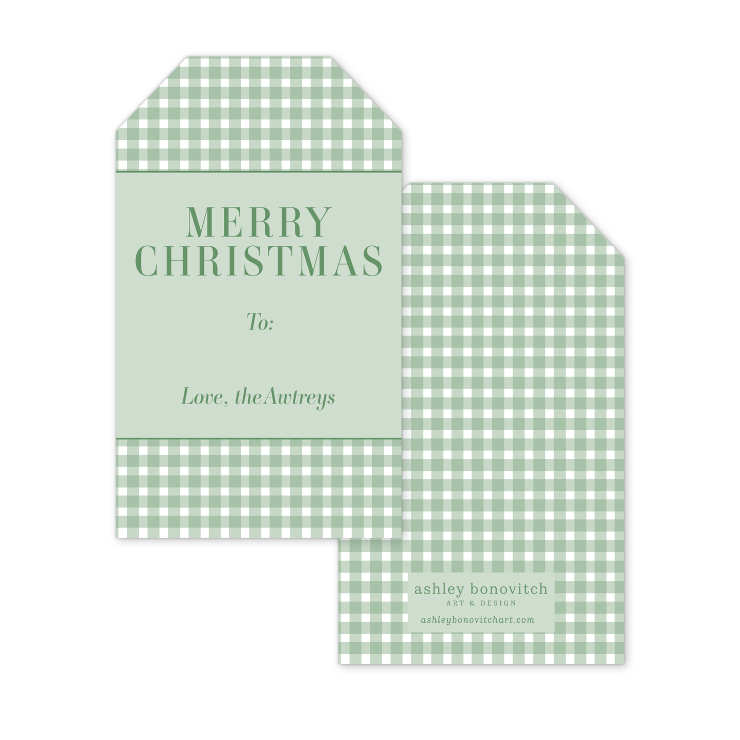 Green Gingham Christmas Gift Tags