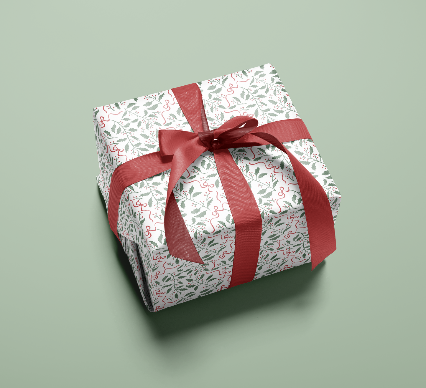 Holly Bows Wrapping Paper Sheets- PREORDER SHIPS NOV. 17TH