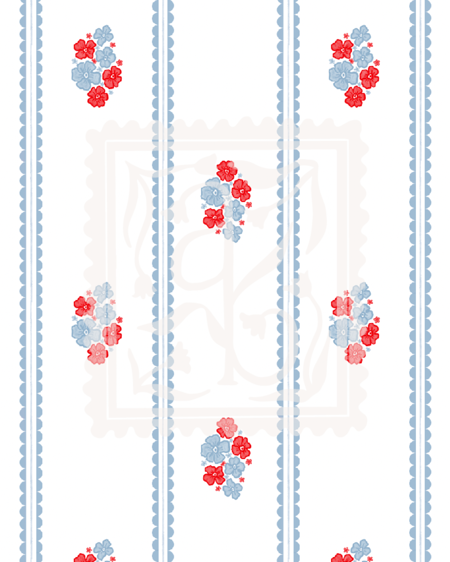 Patriotic Florals and Stripes Pattern