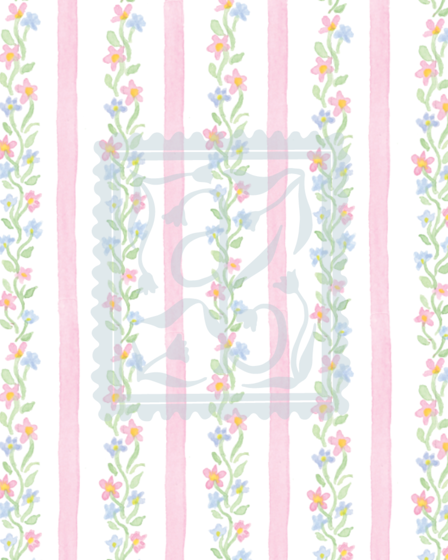 Floral Vines Stripe Pattern