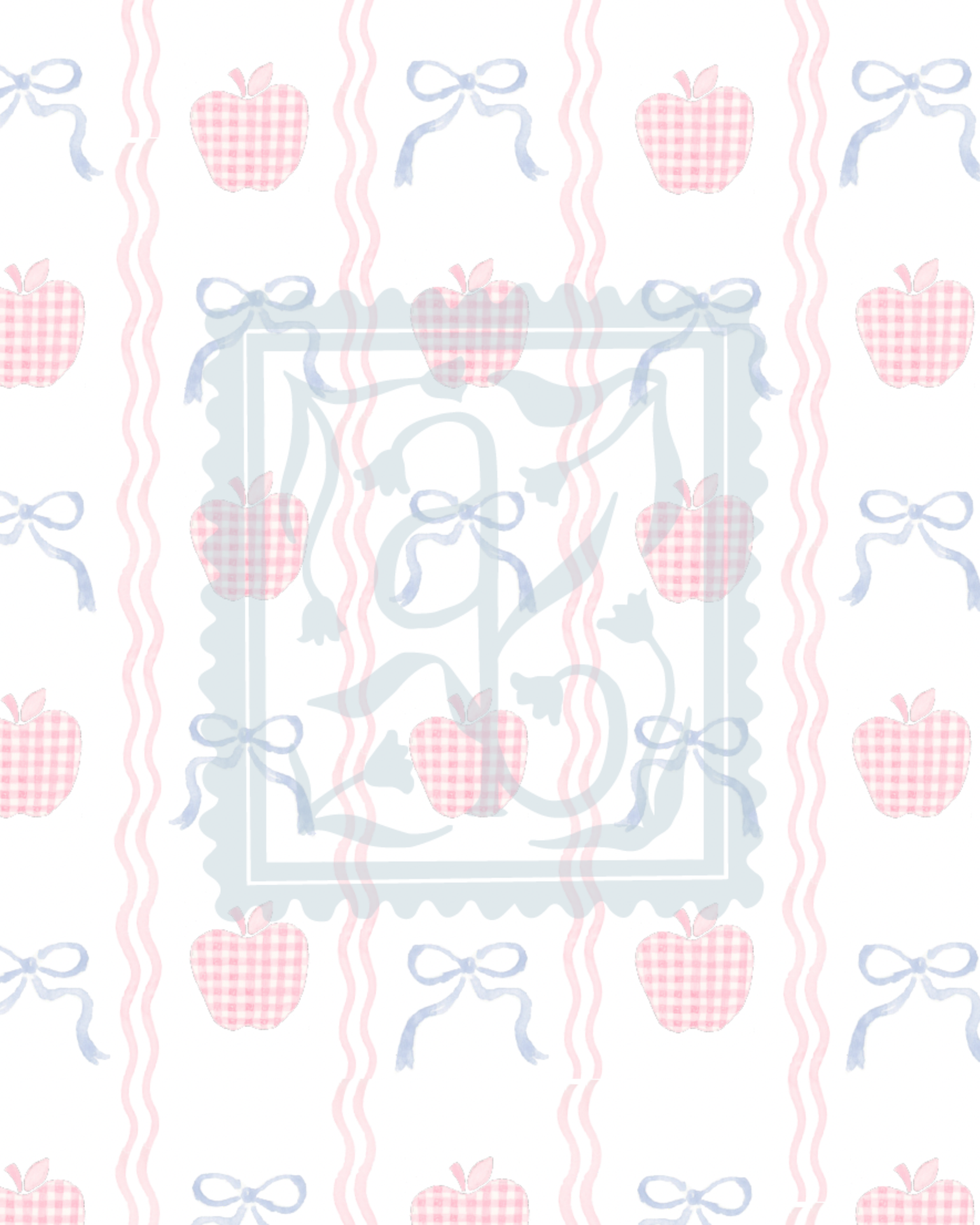 Gingham Apples Pattern in Pink