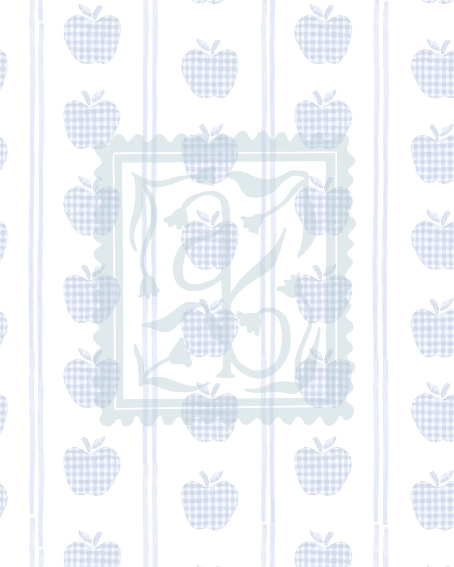 Gingham Apples Pattern in Blue