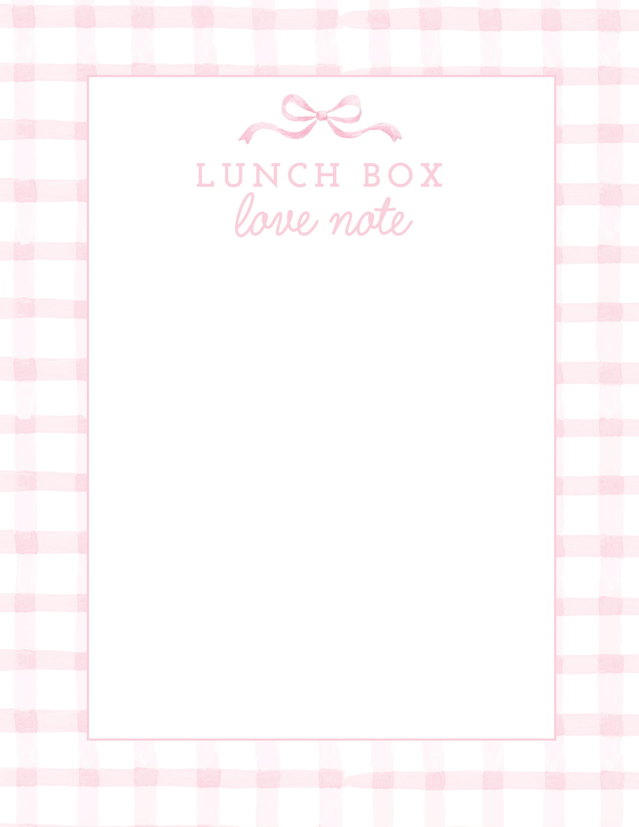 Lunchbox Love Notes Notepad - Pink Gingham