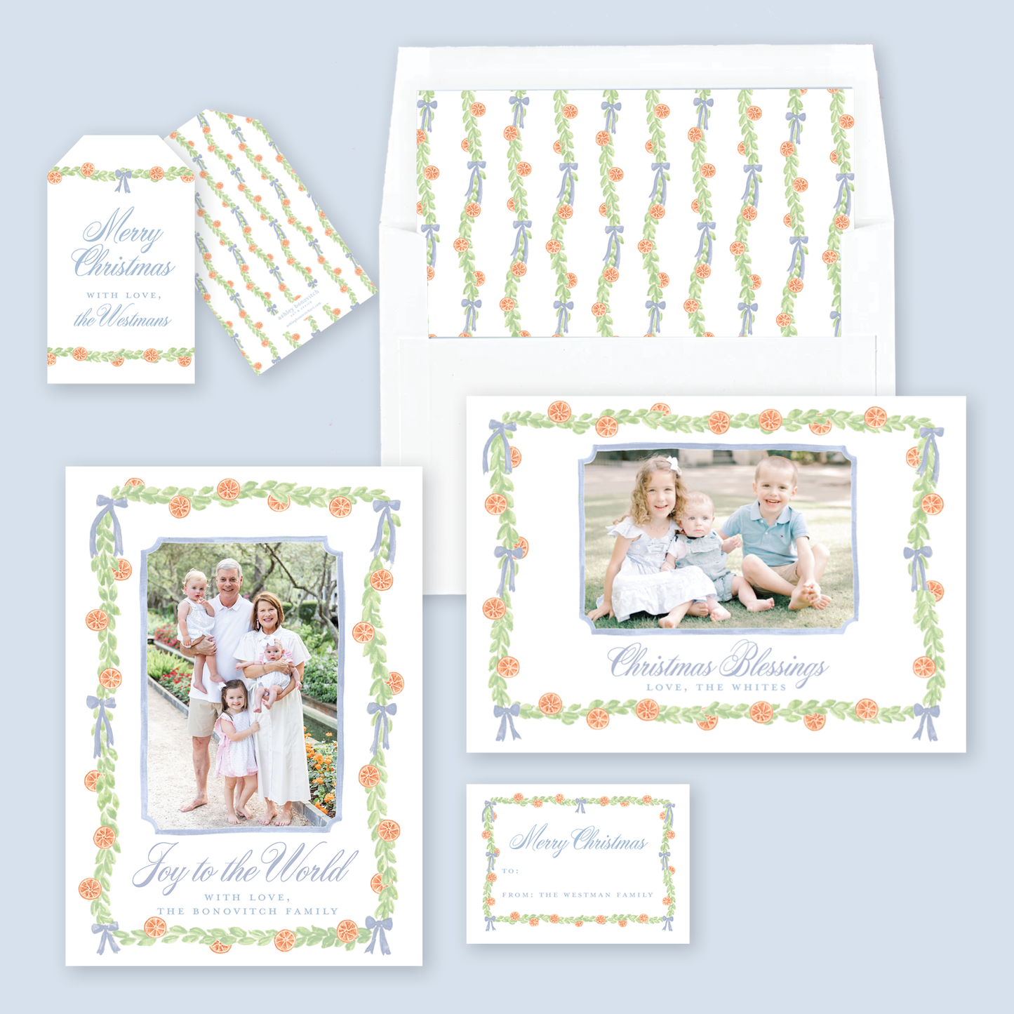 Orange Garland Christmas Gift Stickers